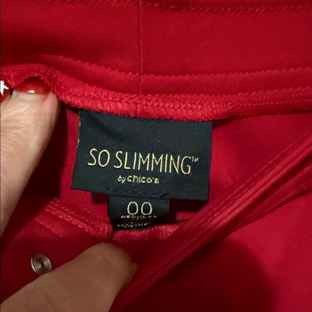Chico's So Slimming Vibrant Red Ankle Pants 00 Regular - Picture 2 of 10